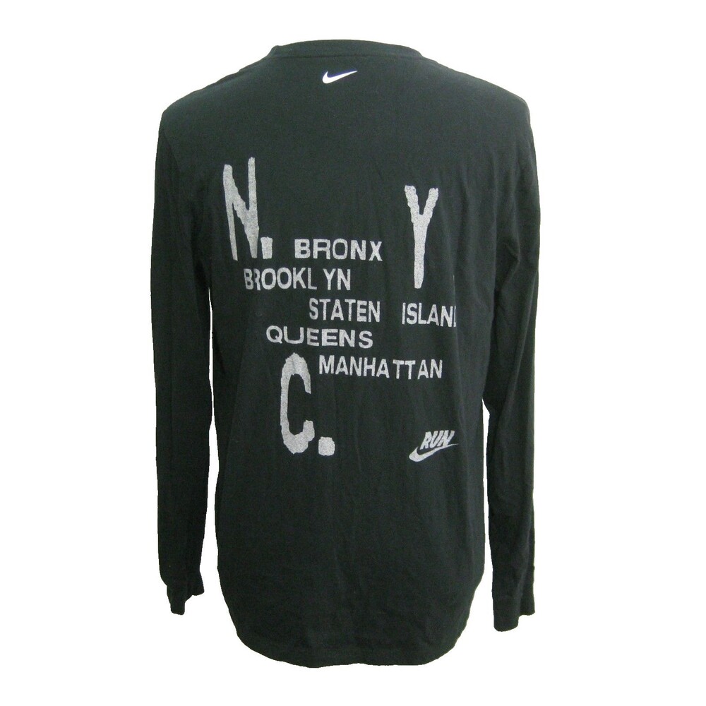 Nike New York City Running T-Shirt Men's Large Black Long Sleeve Graphic Top